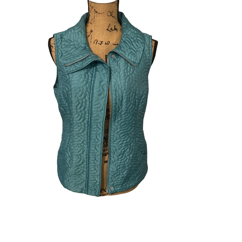 Chicos Womens Quilted Vest Size 1 (M) Teal Green Packable Puffer Jacket - Picture 9 of 10